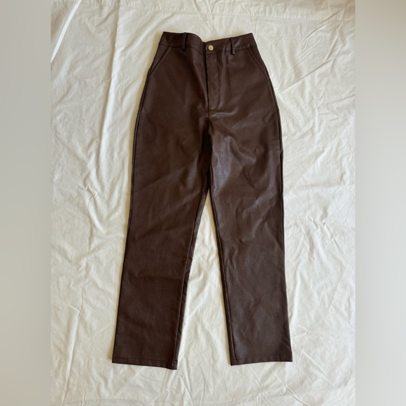 Nastygal Brown Leather Pants - Picture 2 of 5